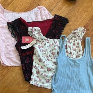 ROMWE Red and Black Floral Tank Tops